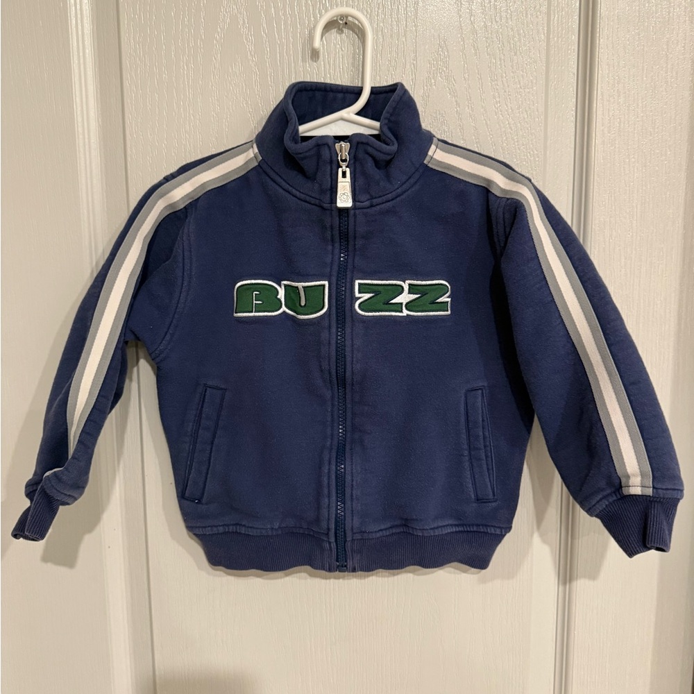 Vintage Buzz Lightyear Navy Blue Jacket with Green 'BUZZ' Logo